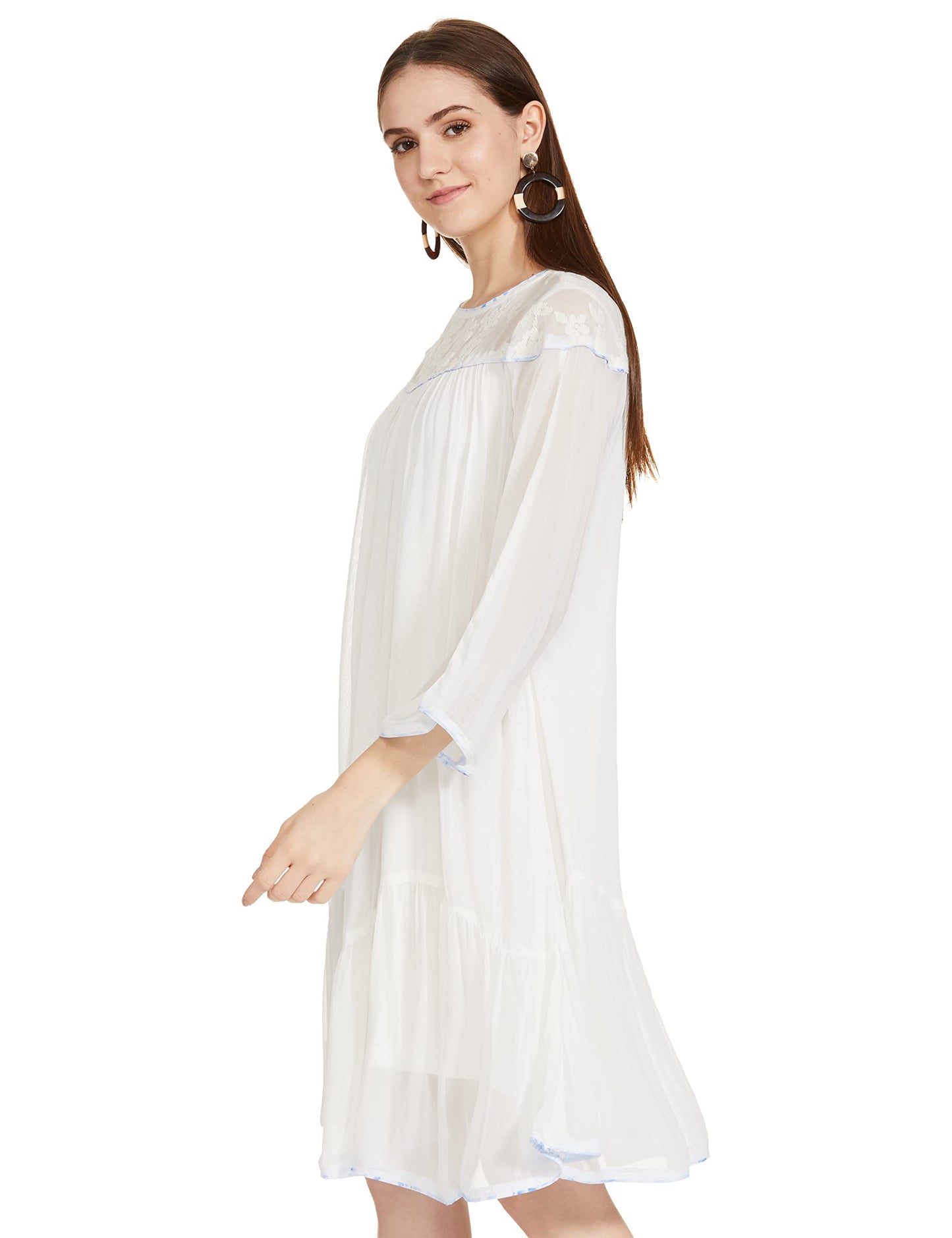 AND Women's Viscose A-Line Mini Dress (SS22AJ052DRVG_White_8)