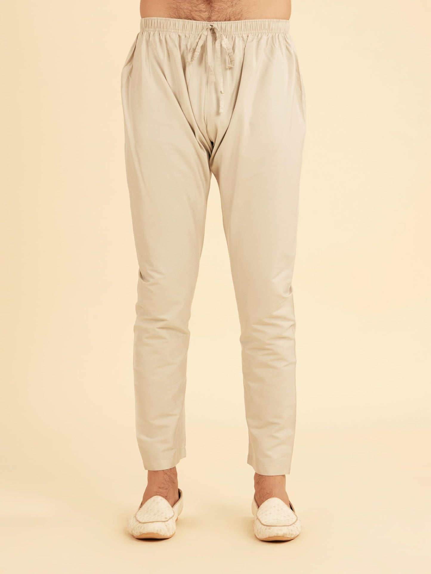 Manyavar Men's Viscose Blend Thread Embroidery Kurta Set (Light Grey,XXXL)