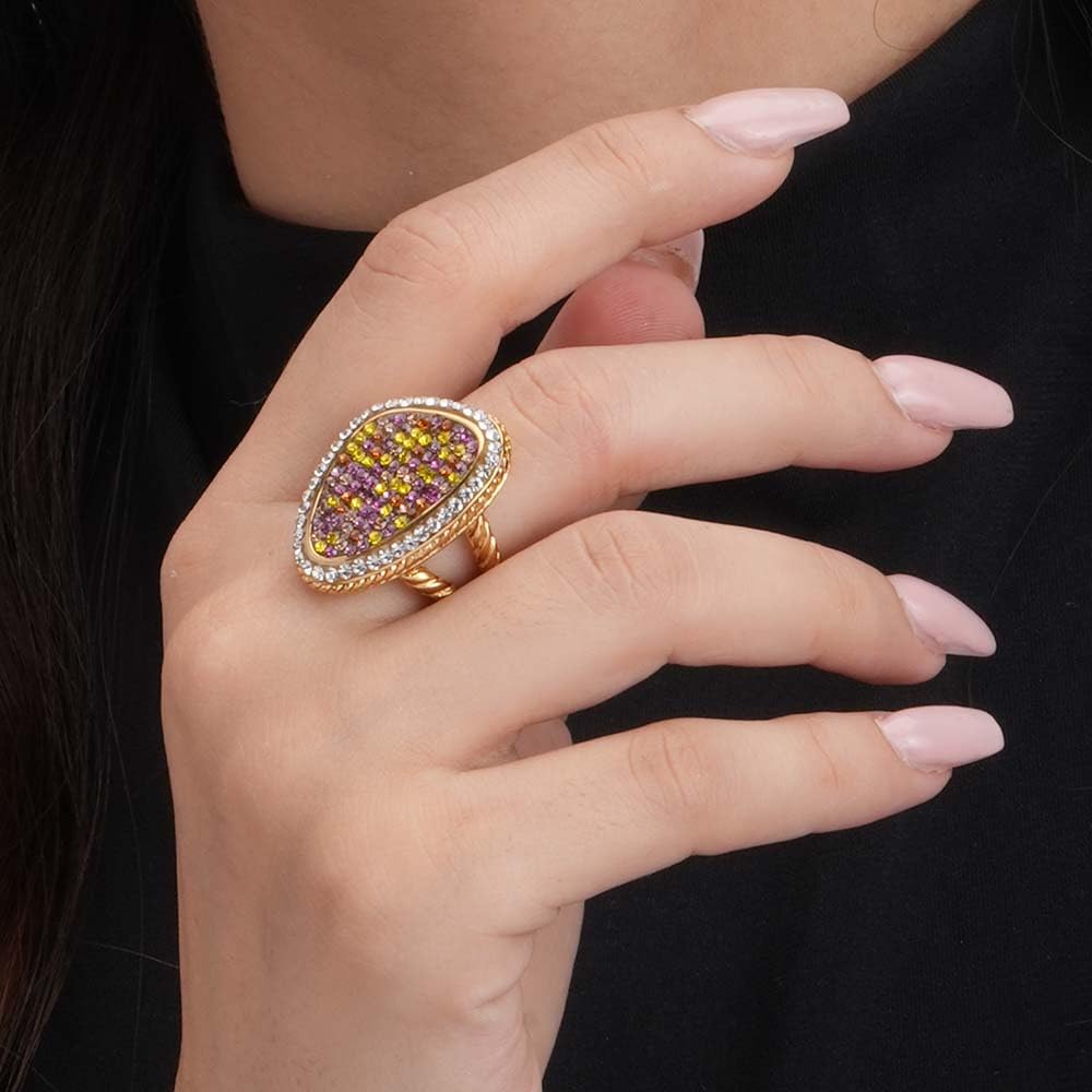 PALMONAS Sparkling Stardust Gold Ring for Womens - Waterproof & Anti-Tarnish (Size-8)