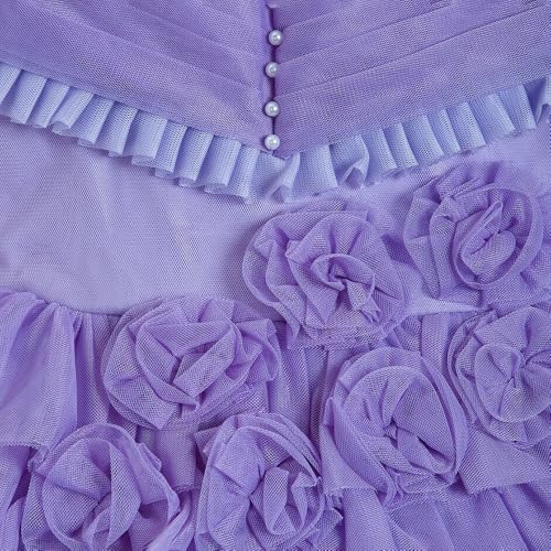 Hopscotch Girls Lavender Short Sleeves Floral Applique Dress for Age (4-5 Years)