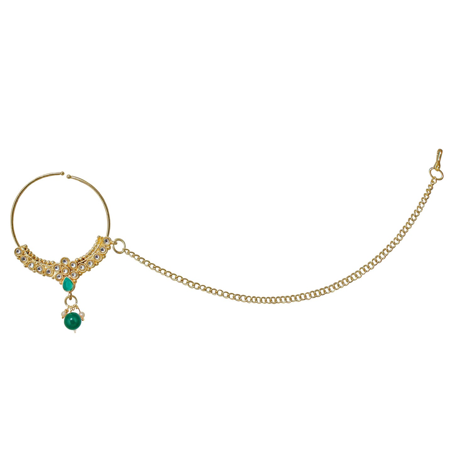 Lucky Jewellery White Kundan And Cz Stone Alloy Bridal Necklace Set For Women (IZK-1604-W)