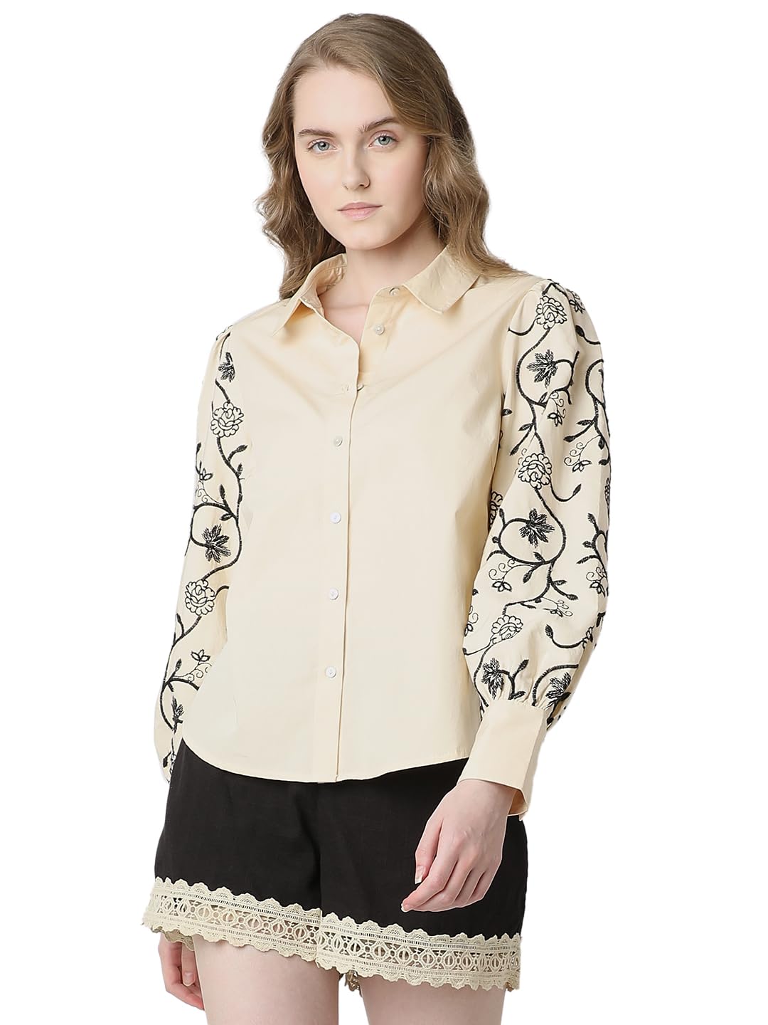 VERO MODA Women Solid Pink Cotton Regular Fit Shirt