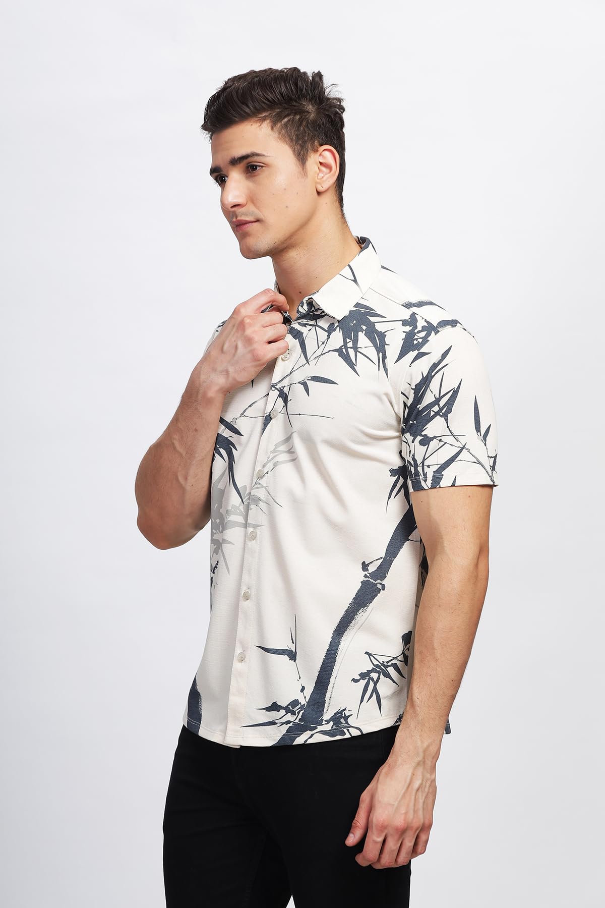 BULLMER Trendy Regular Fit Printed Causal Plus Size Shirt for Men | Men’s Shirts in Plus Sizes only Cream2 XXX-Large