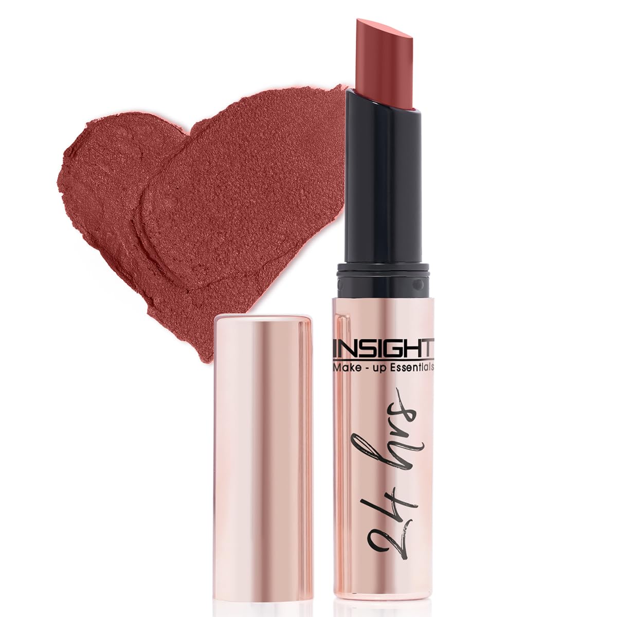 INSIGHT 24 Hrs Non-Transfer Matte Lipstick | Lightweight, Highly Pigmented, Long Wear | Kiss Proof & Smudge Proof | With Vitamin E & Jojoba Oil | Vegan, Toxin Free | Shade - 08 Stay Basic (3g)