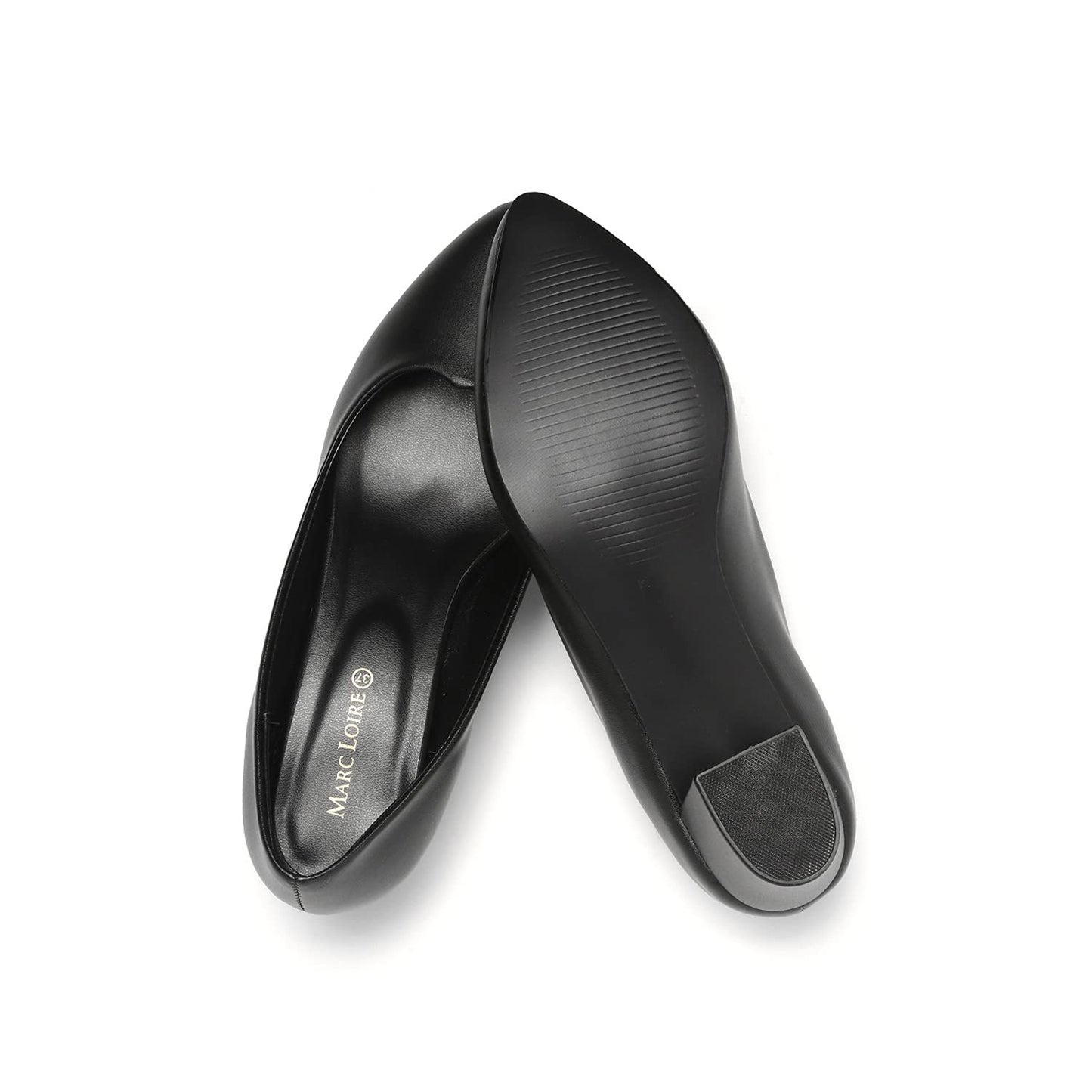 Marc Loire Women's Black Block Heel Pump Shoes Pointy Toe Stilettos, 6 UK