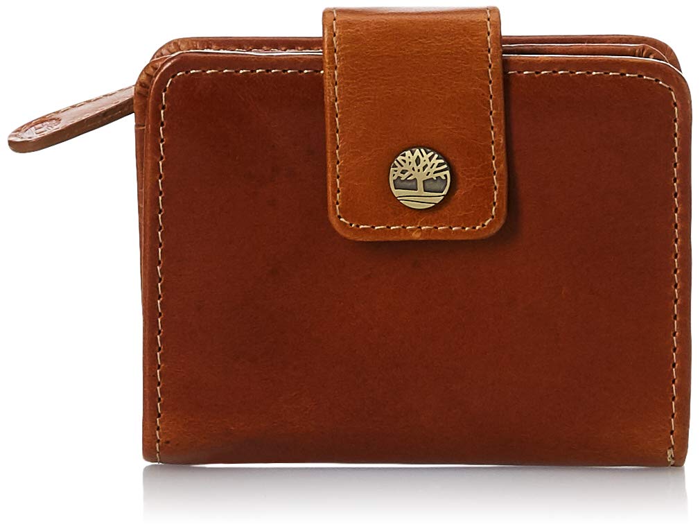 Timberland womens Leather RFID Small Indexer Wallet Billfold, Cognac, One Size US