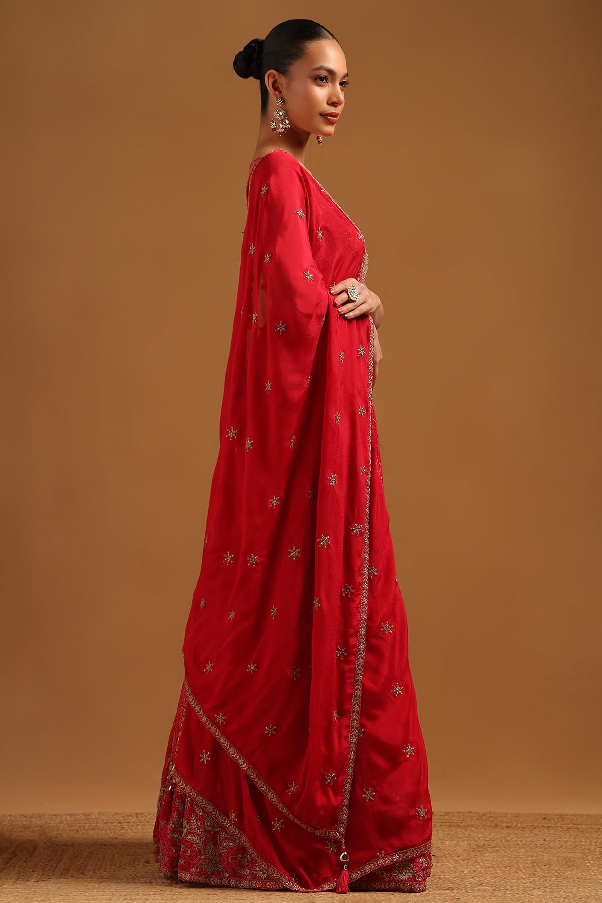 Soch Womens Fuchsia Chinon Embroidered Lehenga Choli Set With Stones And Sequins