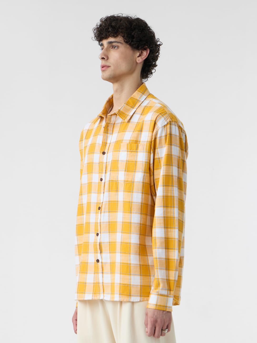 The Souled Store Plaid: Amber Gold Men Relaxed Shirts