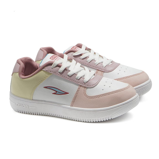 ASIAN Women's TRENDY-01 Casual Sneaker Shoes Lightweight Soft & Comfortable with Extra Cushion Lace-Up Shoes for Women's & Girl's (White Peach Yellow, Numeric_7)