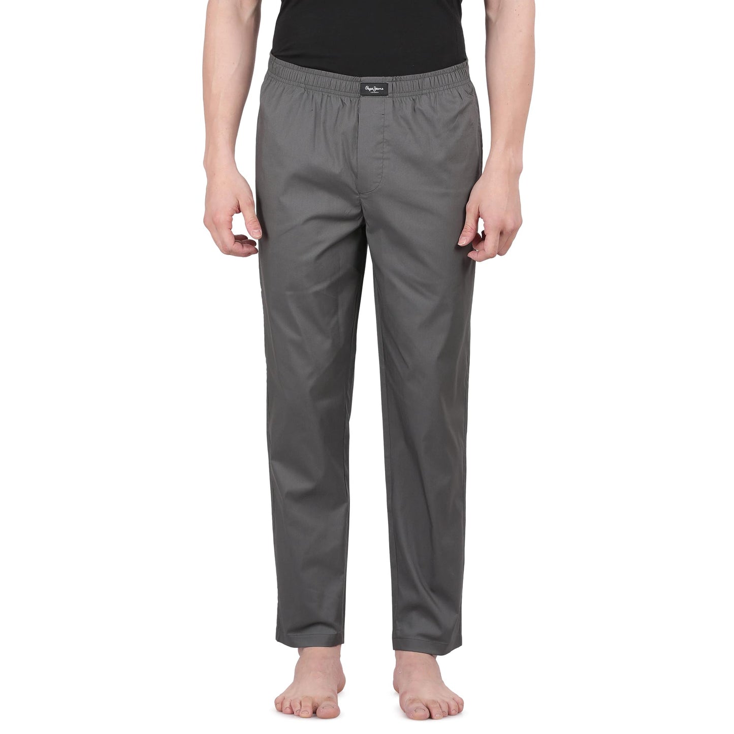 Pepe Jeans Innerwear Men's Solid Relaxed Mid Rise Woven Pyjama - Grey - X-Large