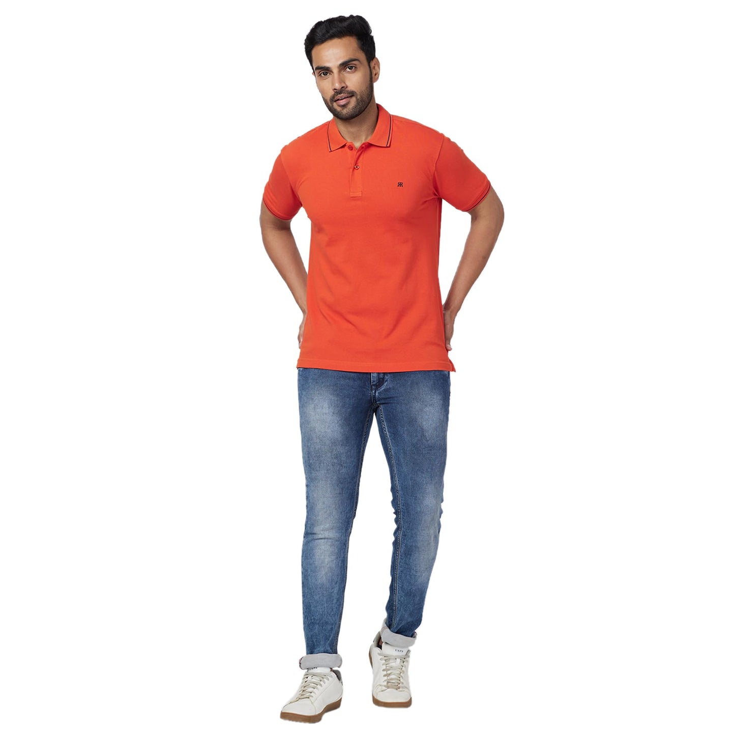 Raymond Men Contemporary Fit Solid Pattern Pure Cotton Polo Neck Half Sleeve Casual T-Shirt (Size: 46)-RCKD01195-R6 Dark Red