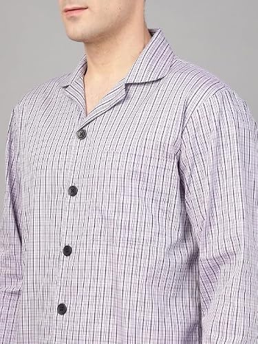 Hancock Men Checked Night Suit Lavender Size S