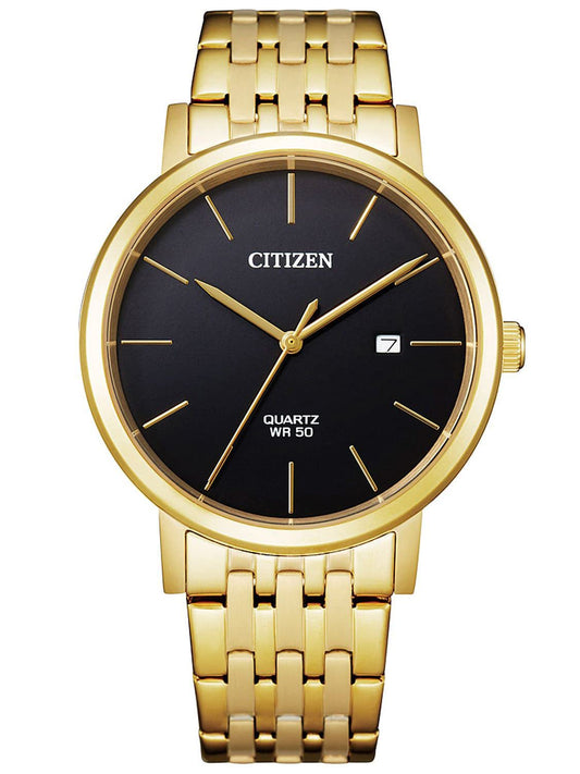 Citizen Analog Black Dial Men's Watch-BI5072-51E Stainless Steel, Gold Strap