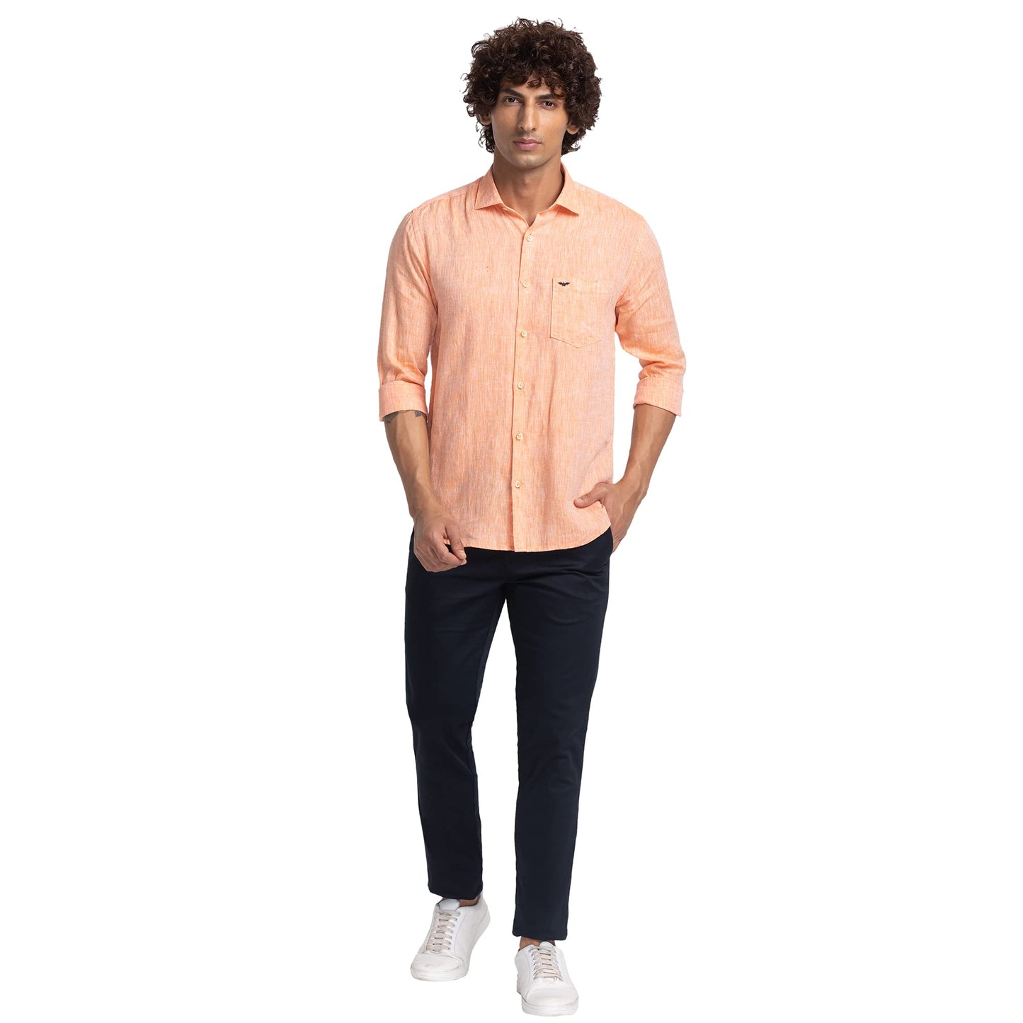 Park Avenue Slim Fit Medium Orange Casual Shirt for Men