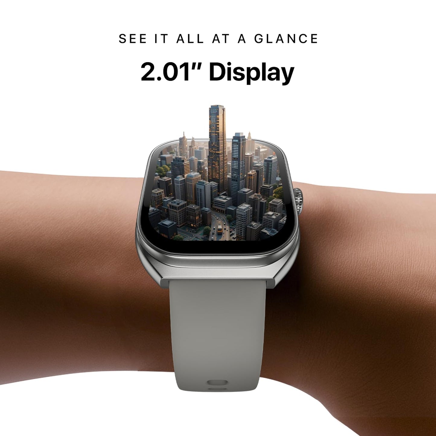 Noise Icon Arc 2.01" Immersive Curved Display Smartwatch, 10-Day Battery, 1ATM Water Resistant, Functional Crown, 100+ Sports Modes, Health Suite™, Voice Assistant, Built-in Games (Silver Grey)