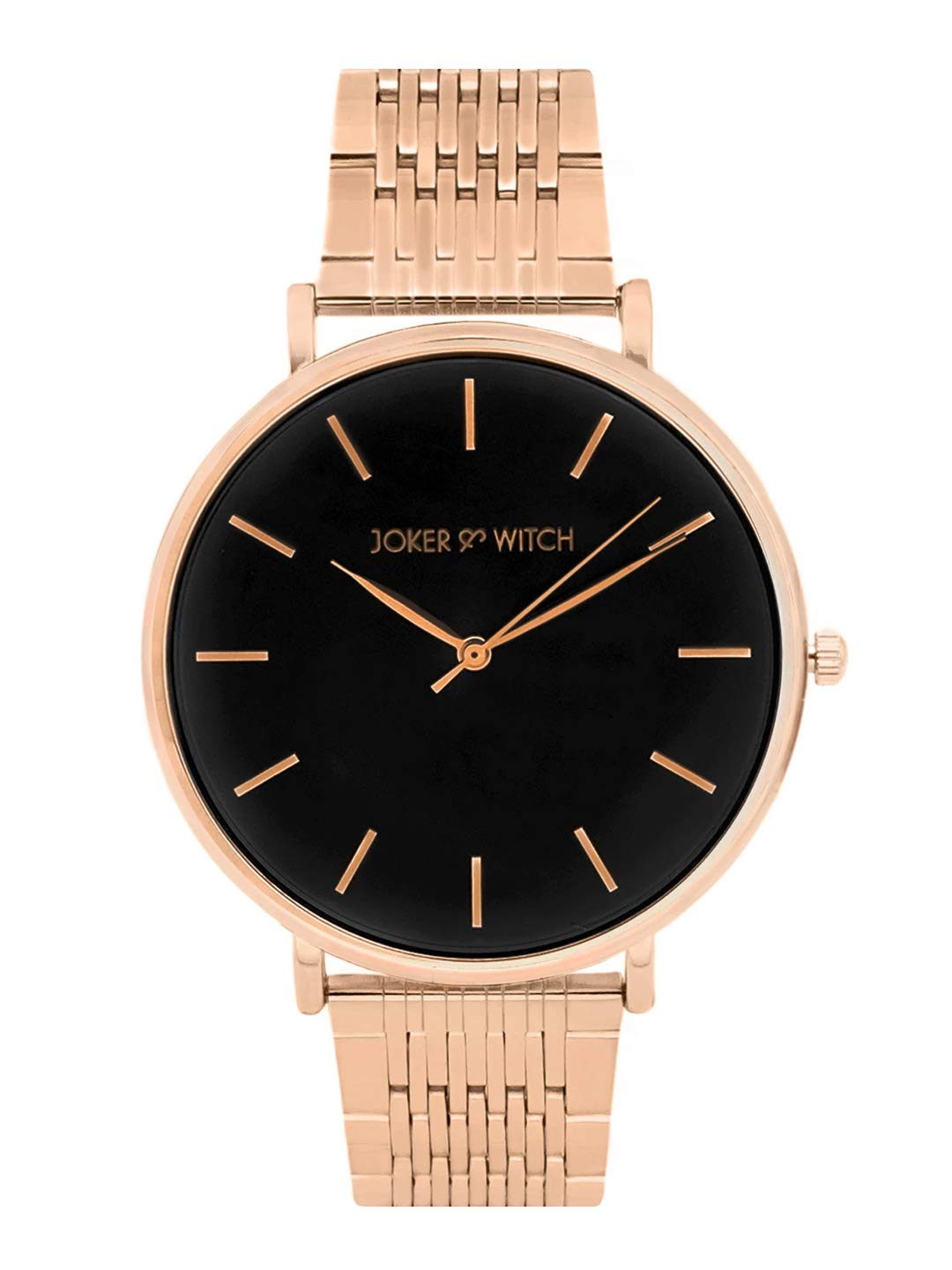 Joker & Witch Signature Black Dial 20mm Rosegold Stainless Steel Watch for Women