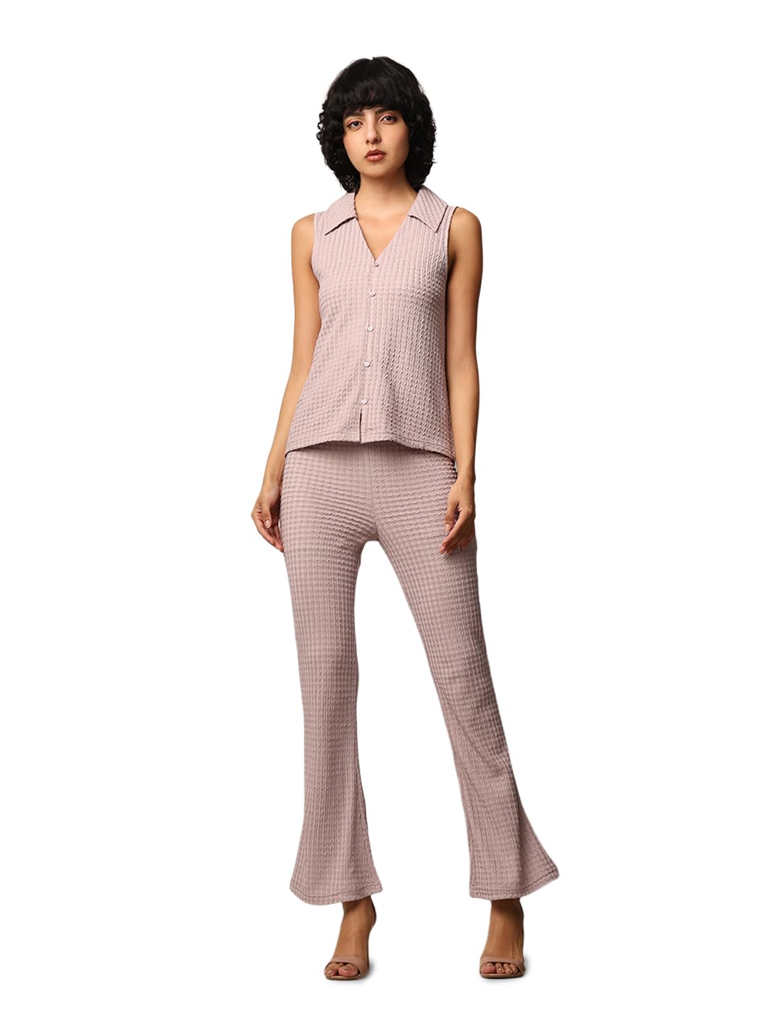 ONLY Women Textured Regular Fit Casual Lavender Vest Top