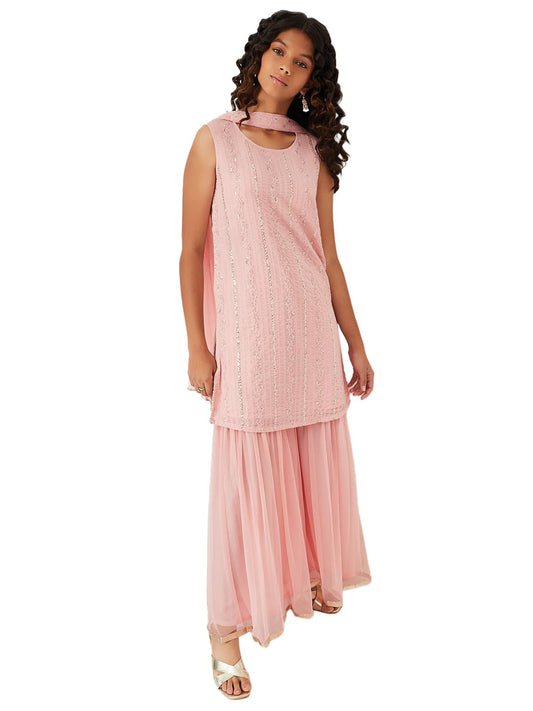 Max Girls Embroidered Sharara Set(Pink_9-10 Y)