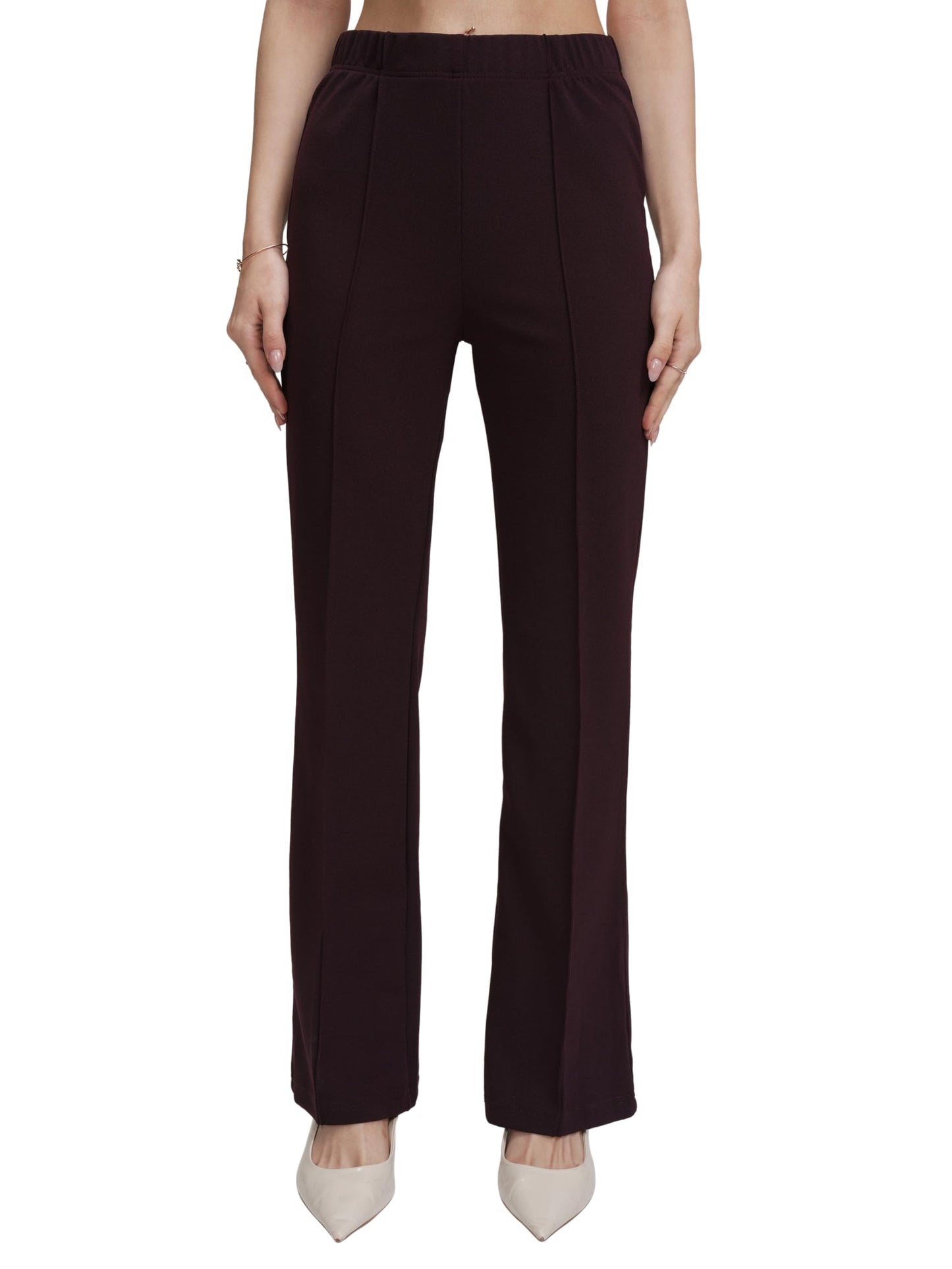 Tokyo Talkies Women Purple High-Rise Regular Trousers