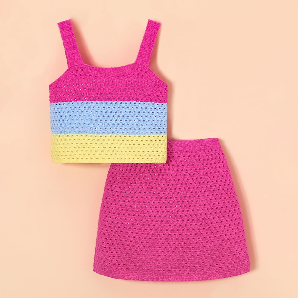 Hoscotch Girls Floral Pink Sleeveless Skirt Set