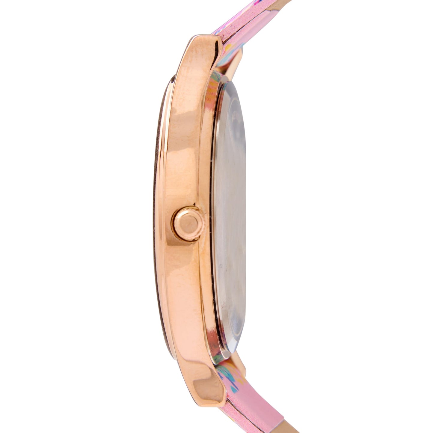 TEAL BY CHUMBAK Round Dial Analog Watch for Women,Rose Garden Collection, Printed Vegan Leather Strap,Gifts for Women/Girls/Ladies,Stylish Fashion Watch for Casual/Work - Pink