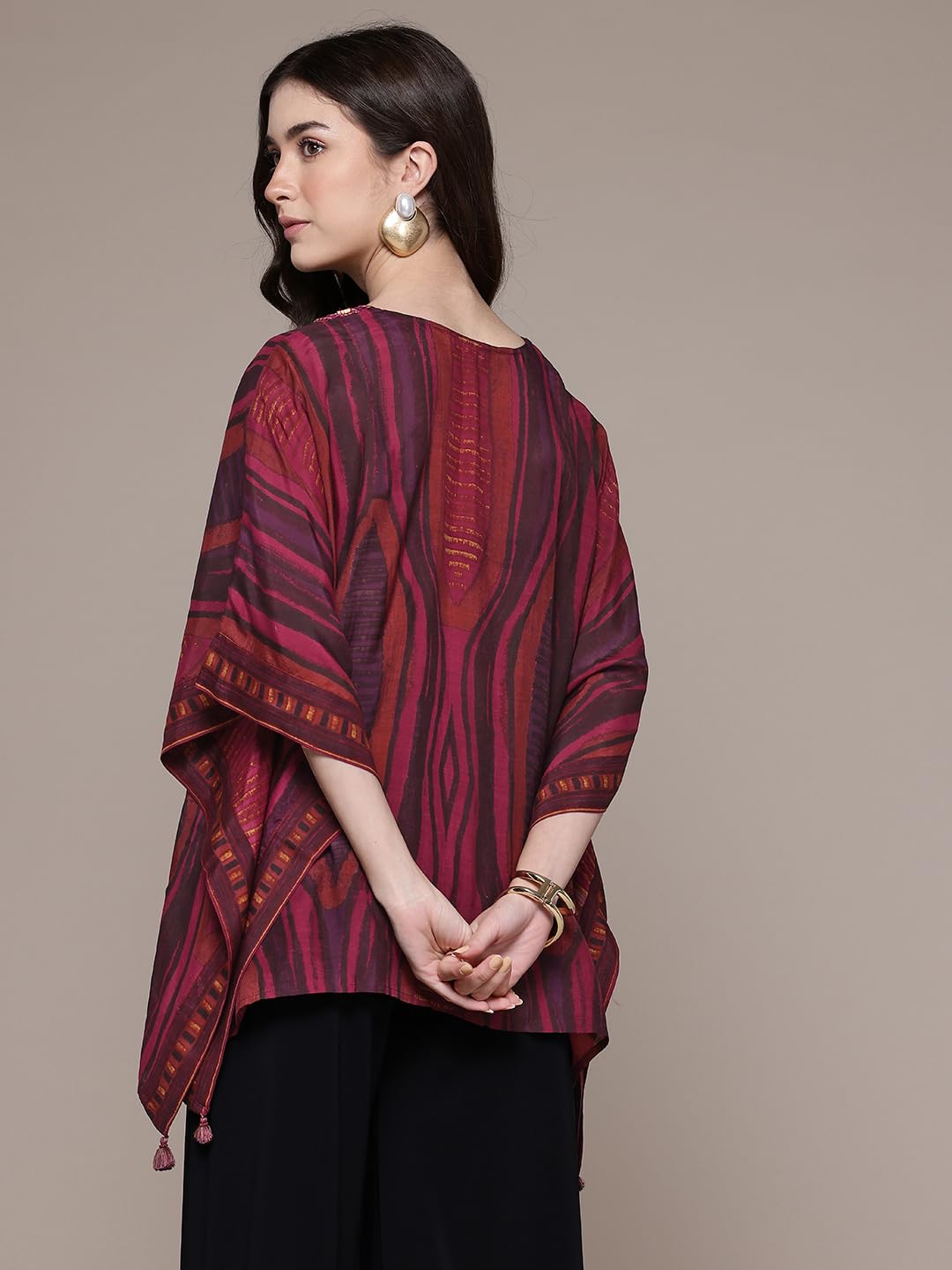 Ritu Kumar Brown Geometric Print Half Sleeve Top