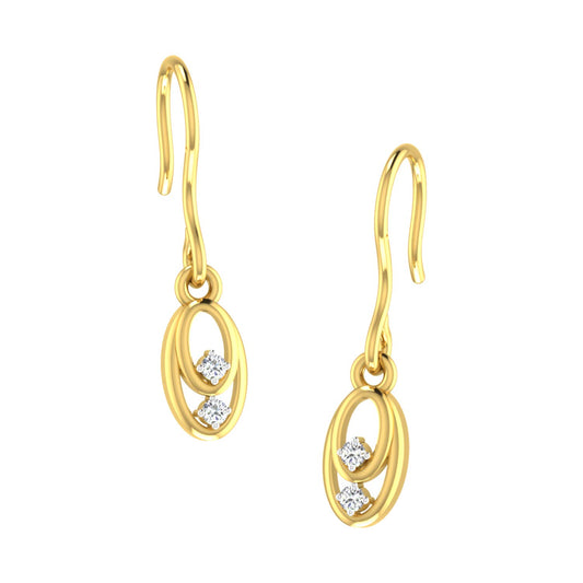 DISHIS 18KT Yellow Gold Diamond Drop Earrings for Women