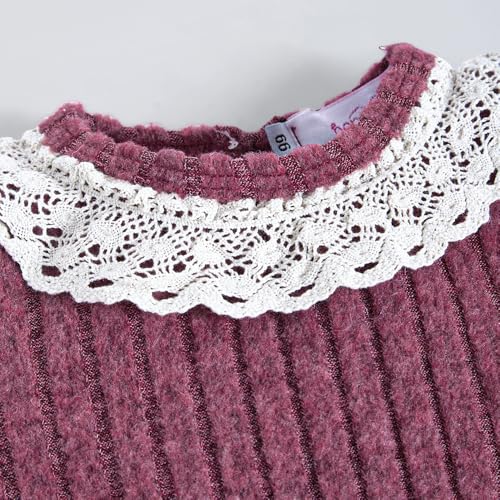 Hopscotch Girls Burgundy Full Sleeves Lace Embellished Onesie For Age (9-12 Months)