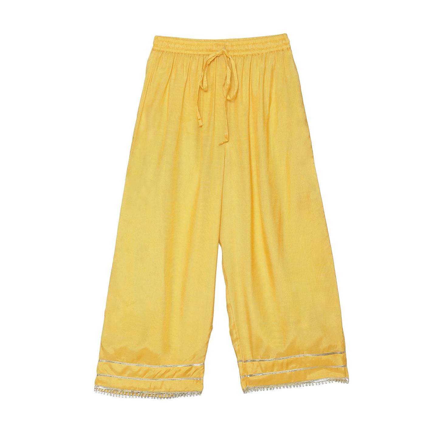 BIBA Girl Polyester Blend Embroidery Gathered Kid Salwar Suit Set (Kw5367_Yellow_15)