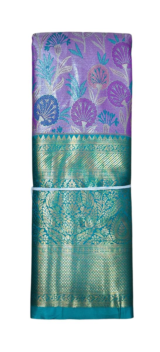 VFCollections Women's Kanchipuram Silk Pure Pattu Sarees With Blouse (VFC265-3)