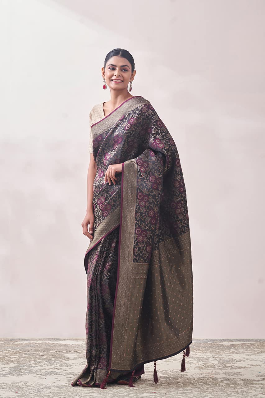 MOHEY Women's Saree, Suitable for Party, Anniversary & Wedding Sari for Women, Weaved Art Silk (Wine)