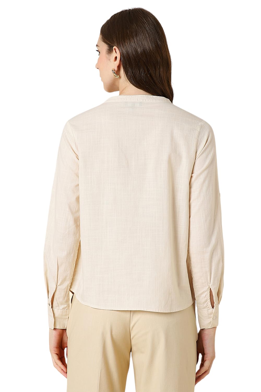 Allen Solly Women's Regular Fit Shirt (AHSFWRGFL75456_Beige