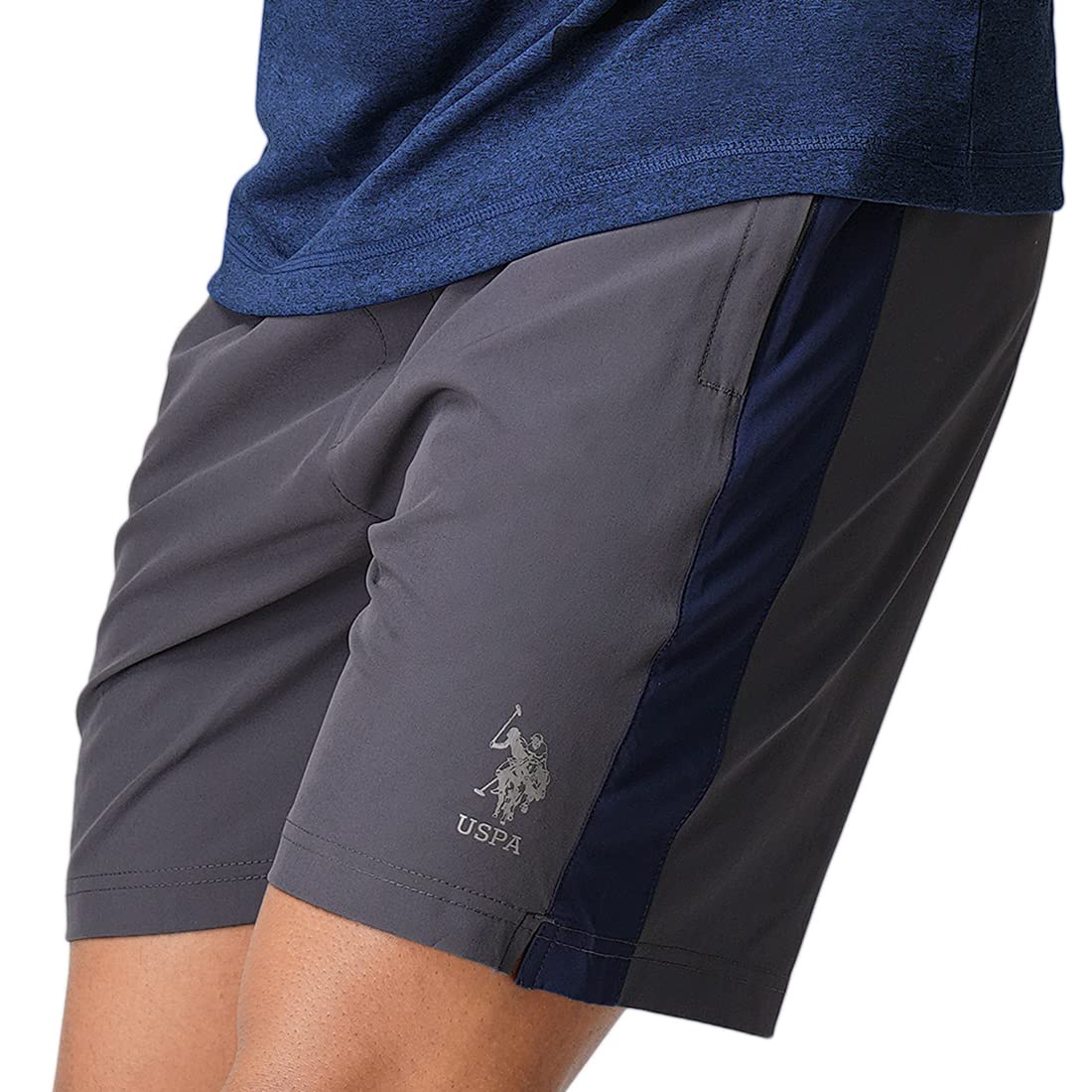 U.S. POLO ASSN. Men Mid Rise Elasticized Waist I716 Shorts - Pack of 1 (GREY M)