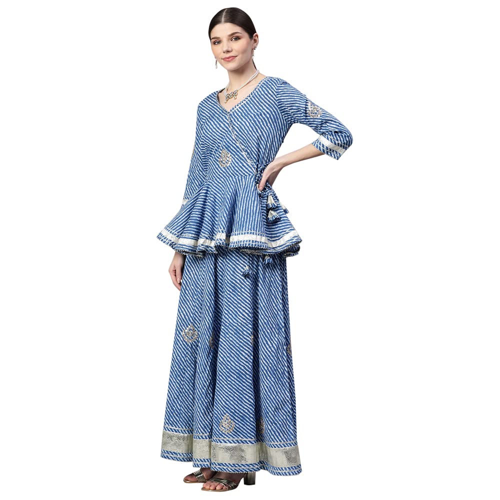 Divena Blue Lehriya lehenga dupatta set