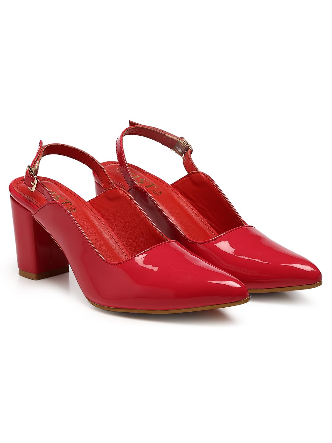 GNIST Classic Pumps Red Block Heels,Size 37EU/4UK