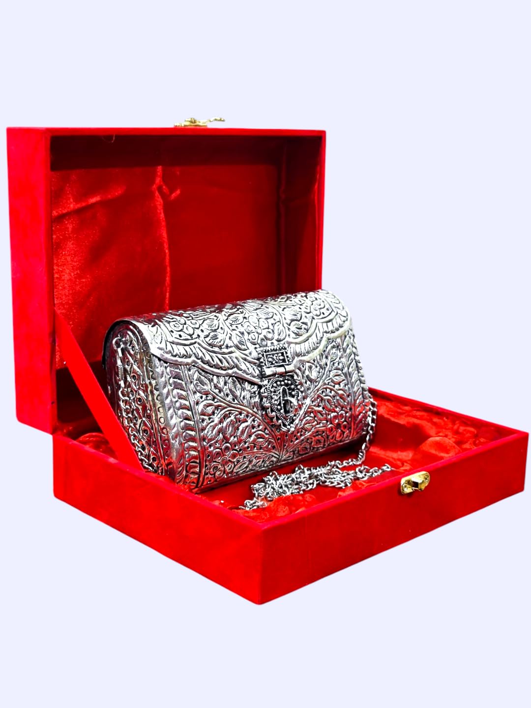 Trend Overseas Women gift Silver Brass Metal bag Bridal Clutch Girls Party Purse