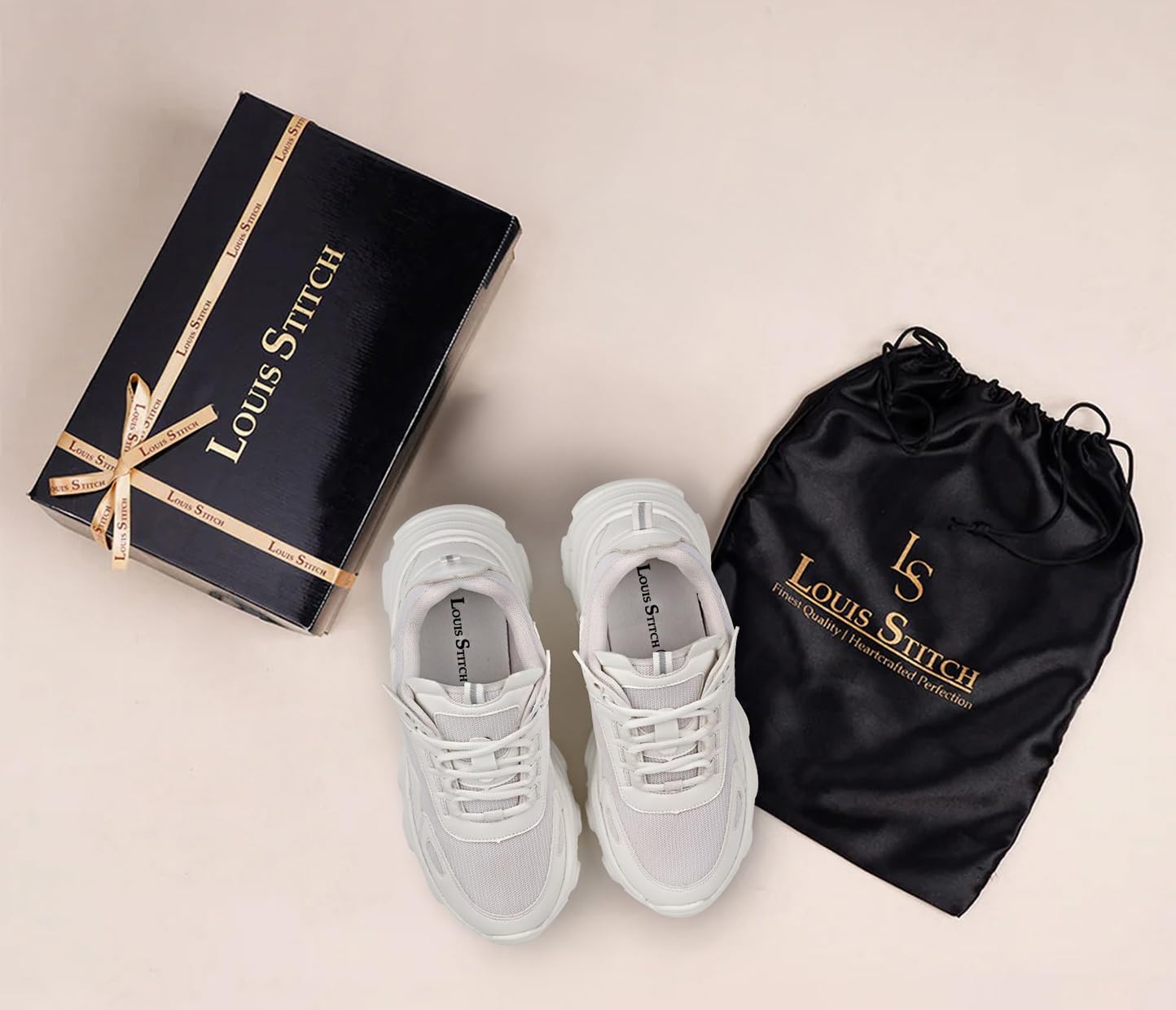 LOUIS STITCH Women’s Sneakers White | Comfortable Lightweight Walking Shoes | Stylish Casual Lace-Up Trainers for Daily Wea | LSLD-SNK-01-WH | (UK-3)