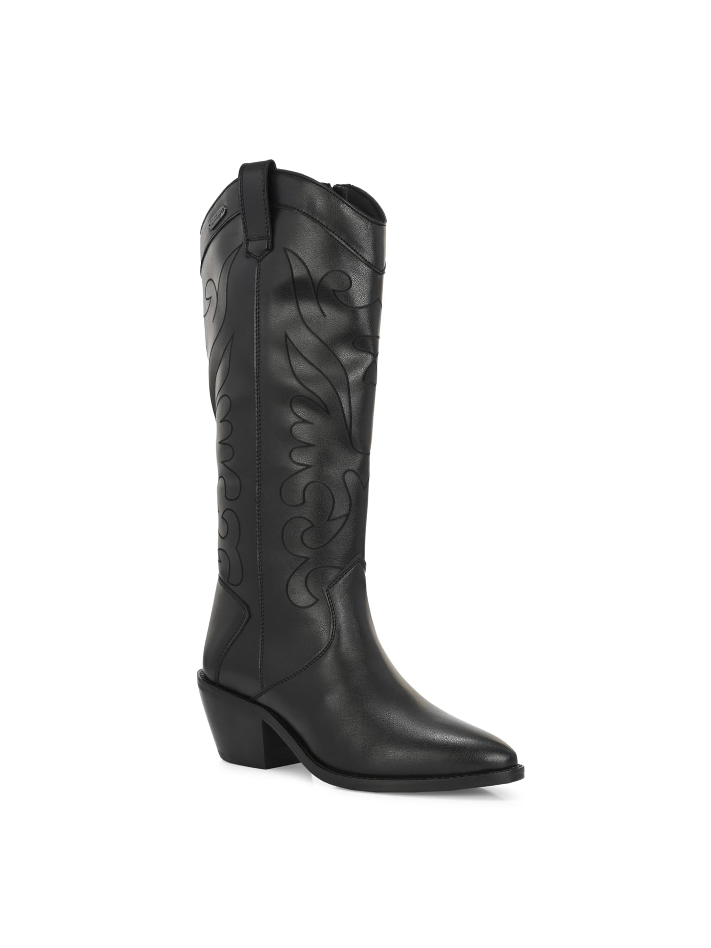 Delize Black Women Knee ankle boots with track outsole 64663-40