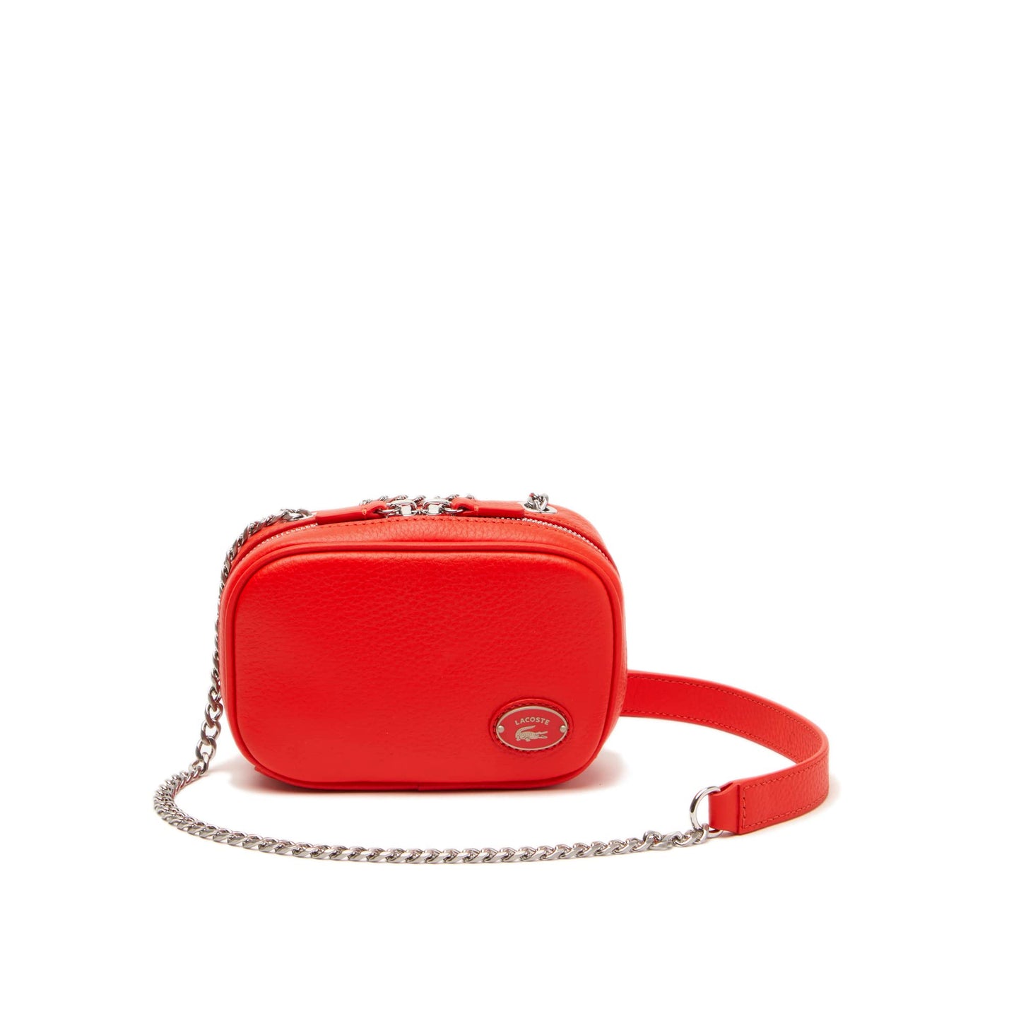 Lacoste Women's Top Grain Leather Square Shoulder Bag (NF4252L41) (Red)