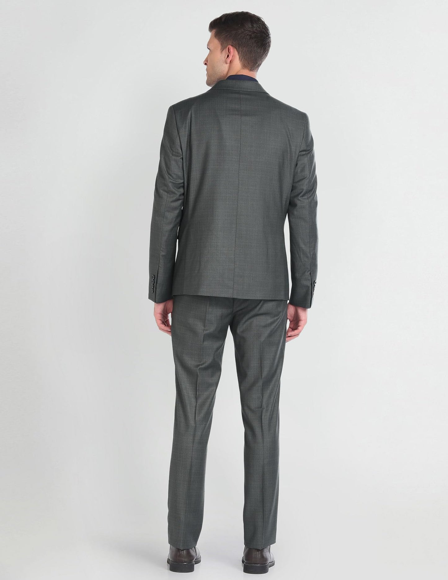 Arrow Men's Polyester Single Breasted Business Suit Pants Set (ARAGSU5516_Green