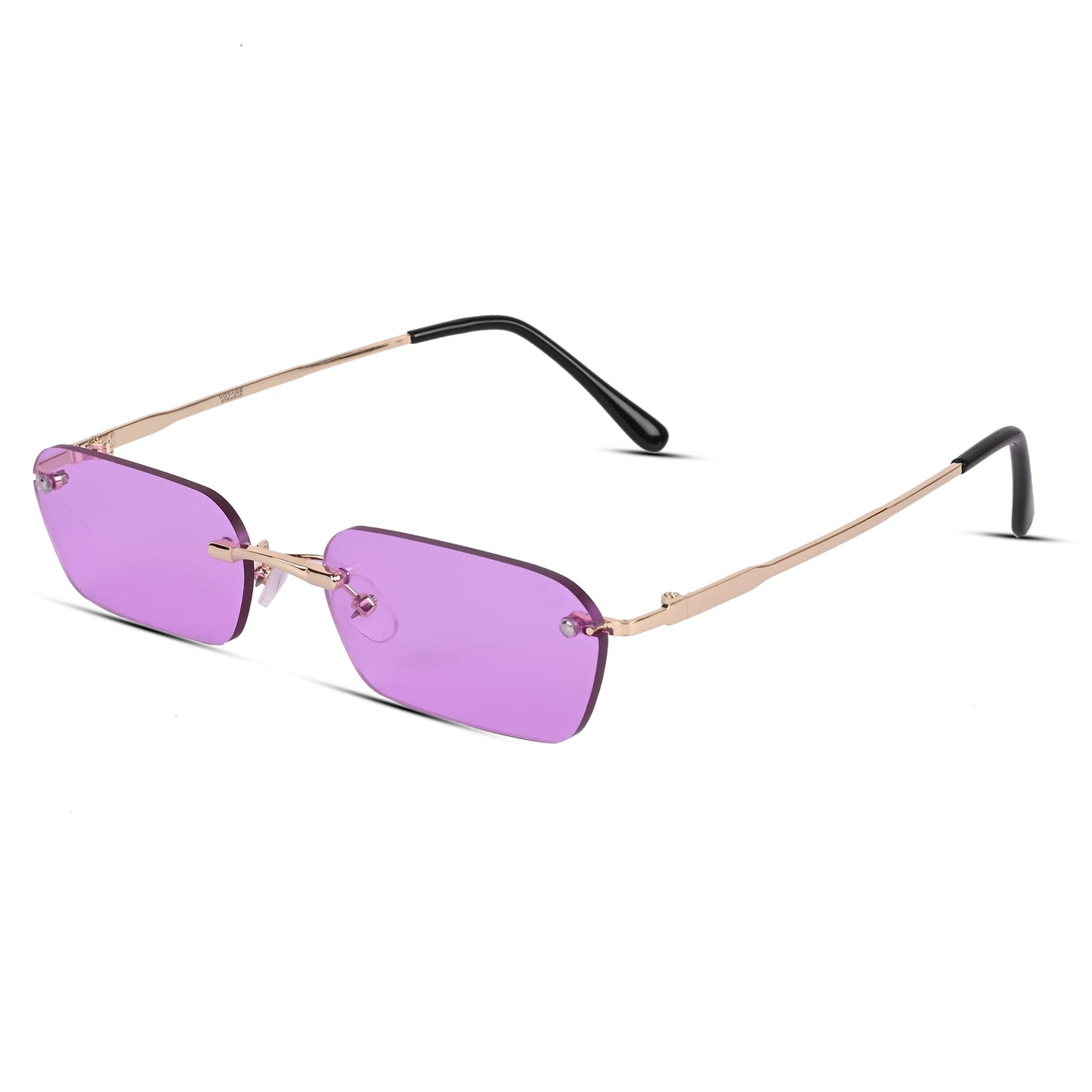 Voyage UV Protected Violet Rectangular Sunglasses for Men & Women (3405MG3787 | Golden Frame | Violet Lens)