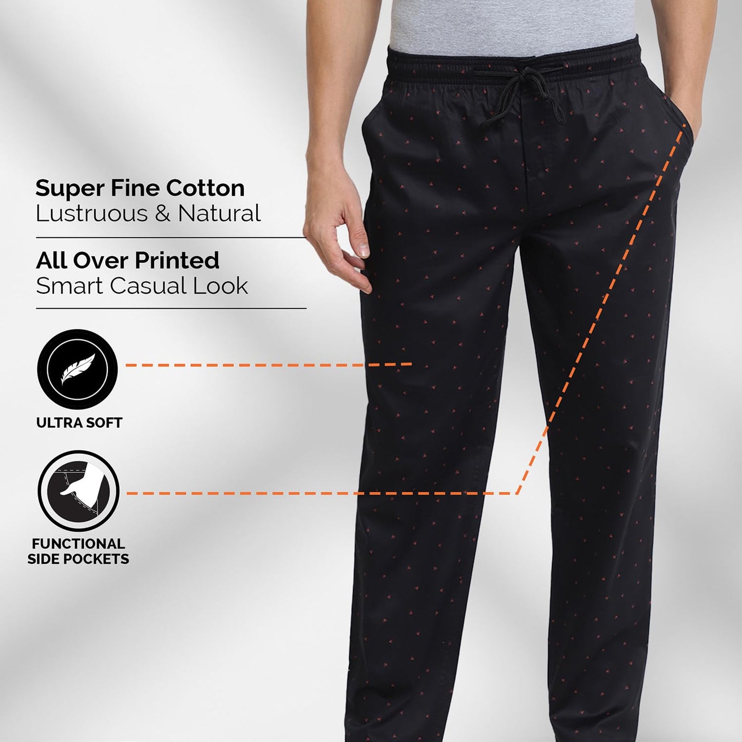 Van Heusen Men Athleisure Allover Print Pyjamas - 100% Combed Cotton - Drawstring Waist, Ultra Soft_50082_APP14_L Green