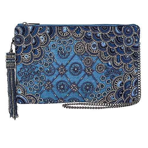 Mary Frances Work It Beaded Handbag Clutch – Art Deco Crossbody Evening Purse with Zipper Closure for Travel, Weddings, Parties – Multicolor