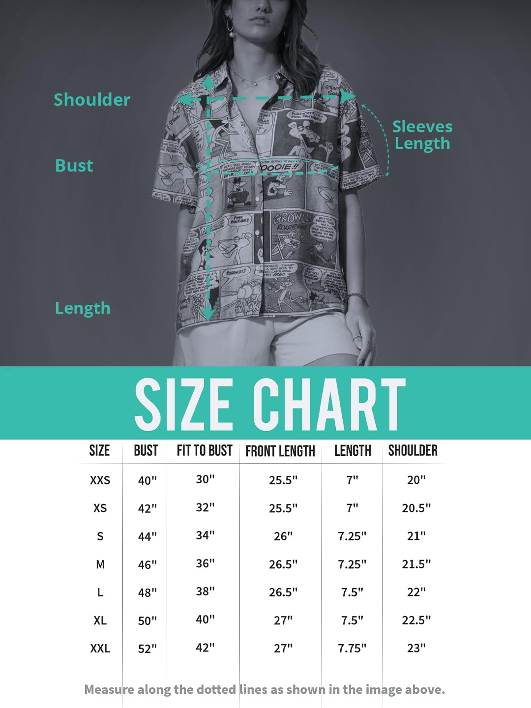 The Souled Store Pink Panther: Comics Women and Girls Short Sleeves Collared Neck Button Front Multicolour All Over Printed Viscose Blend Regular Fit Holiday Shirts