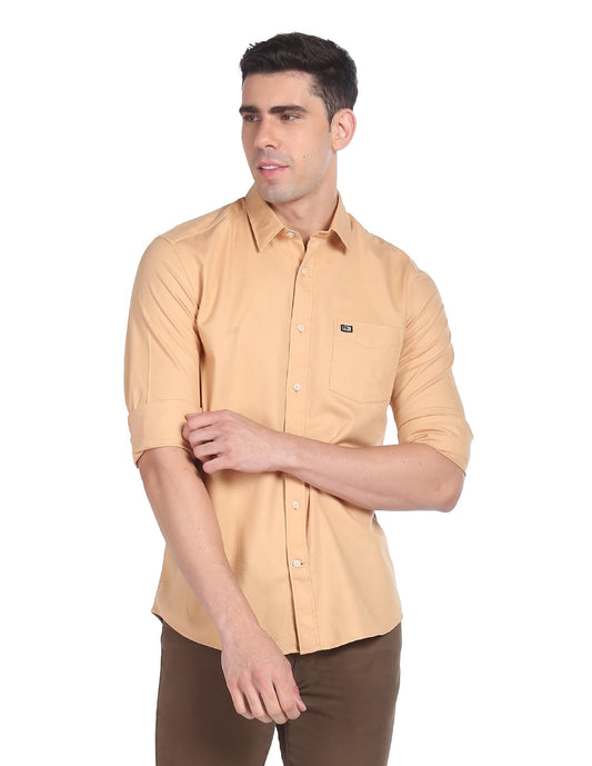 Arrow Men's Structured Full Sleeve Slim Fit Cutaway Collar Cotton Casual Shirt