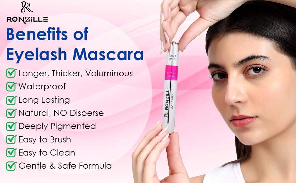 RONZILLE 2-in-1 Mascara for Women Volumizing and Lengthening Mascara | Long Lasting (15 ml) (Black)