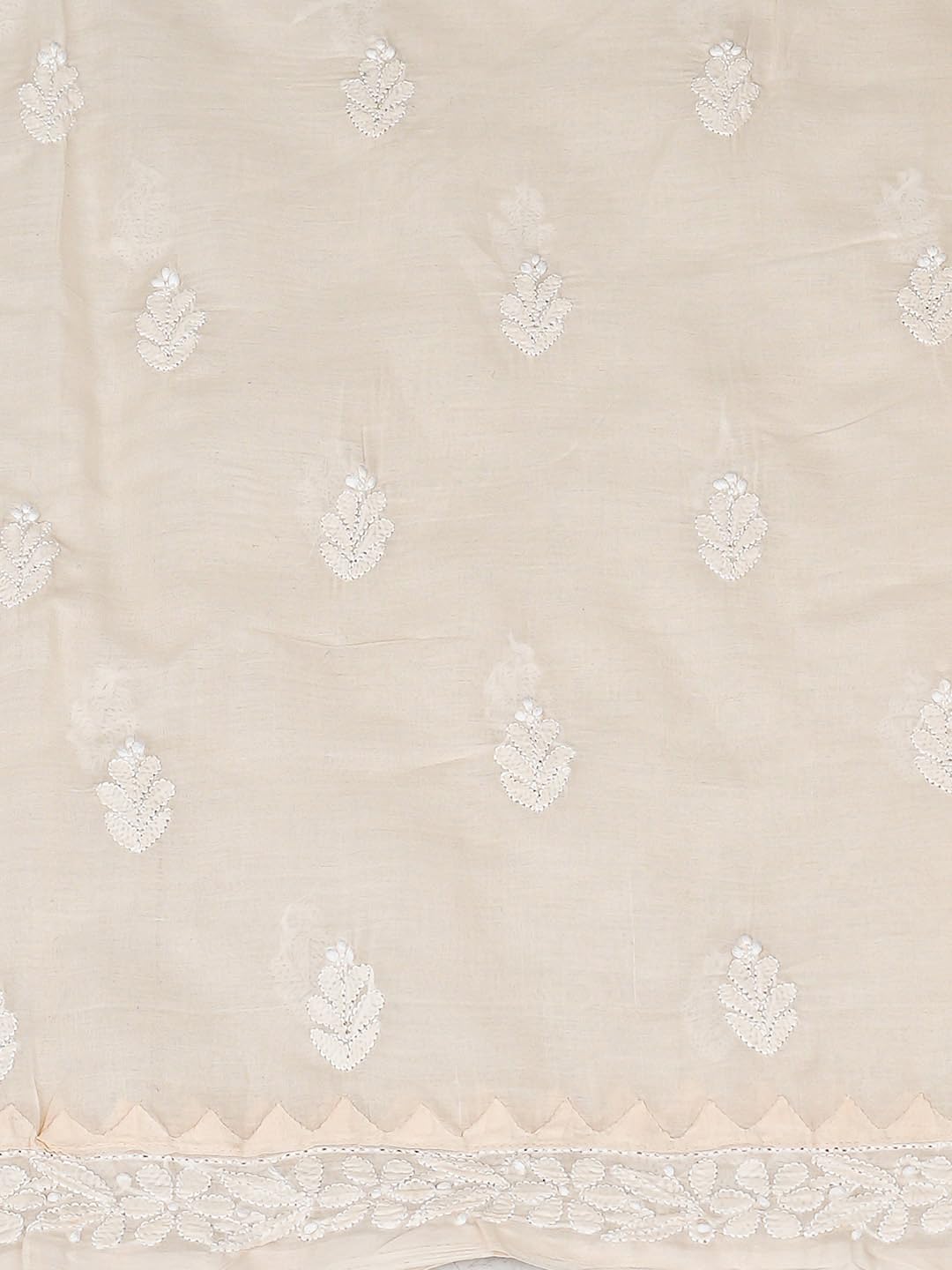 Ada Hand Embroidered Lucknowi Chikankari Unstitched Cotton Dress Material Suit Piece with Dupatta for Women 01A871559 Peach