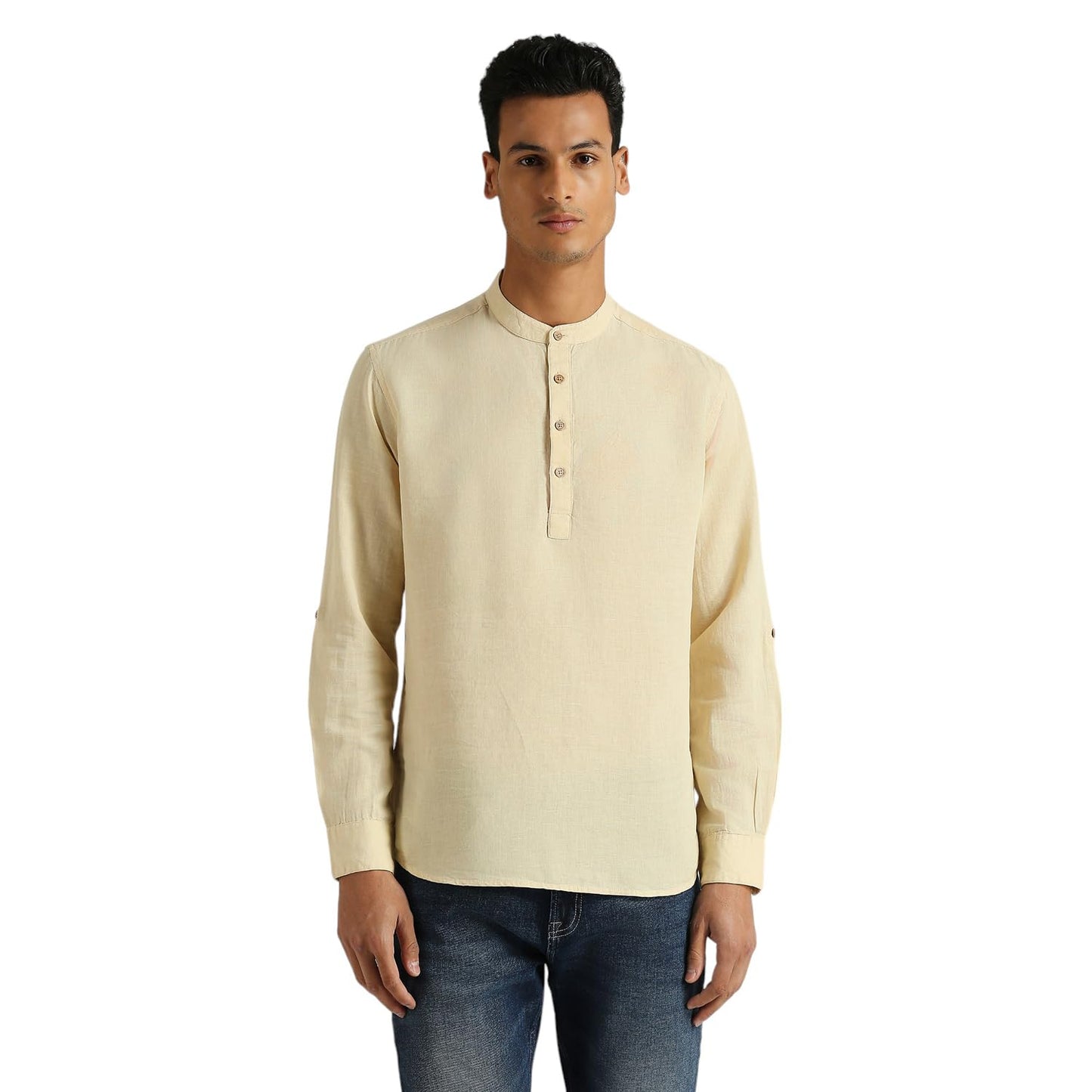 Pepe Jeans Men's Solid Regular Fit Shirt (PM308642_Natural Beige
