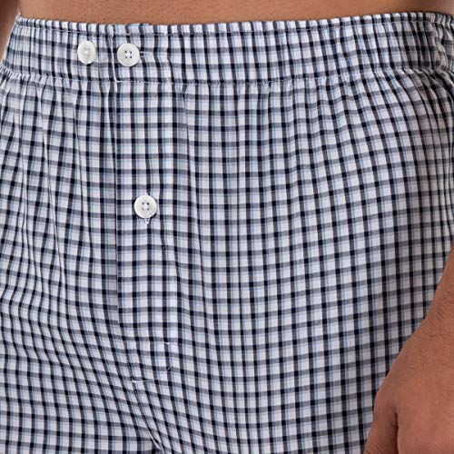 Fruit of the Loom Men's Broadcloth Short Sleeve Pajama Set, Navy/White Check, Large
