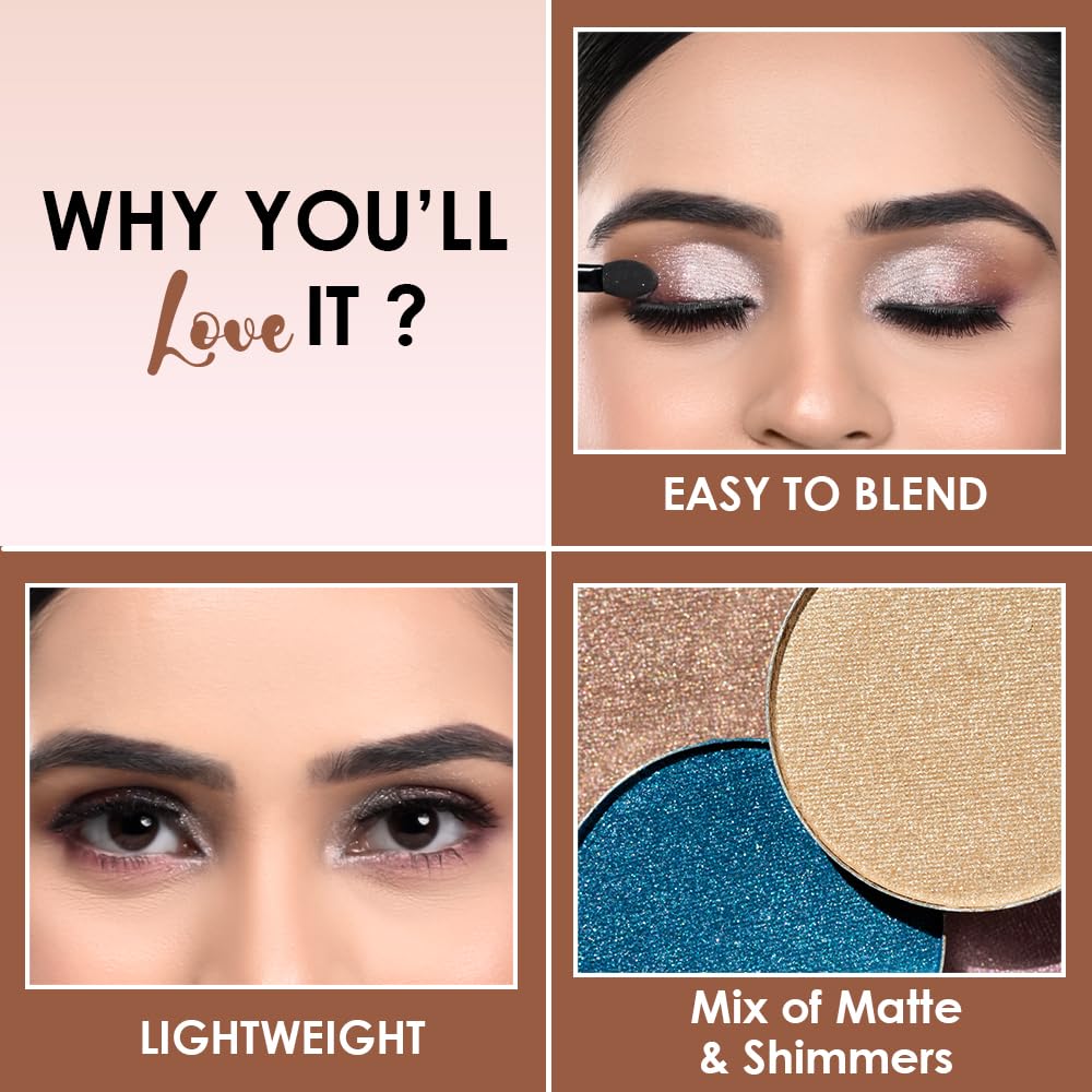 Glam21 Sensational Eyeshadow Palette | 15 Color Shades|Ultra Micronized Pigments|Smoky Eye Shadow|Long Lasting|14gm - 01